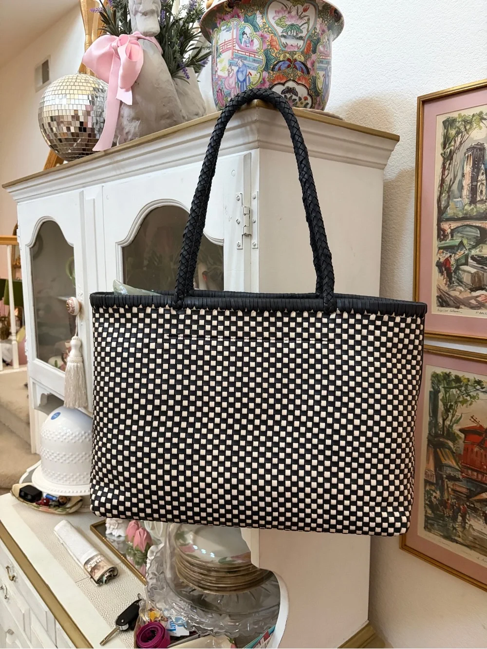 NWT Madewell Woven Leather Tote Bag in Juniper Berry $228